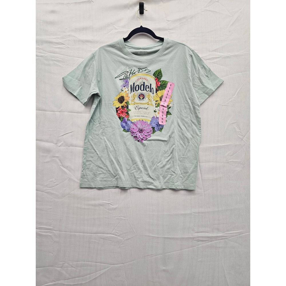 Modelo Especial Beer Floral Graphic T-Shirt Green Mens Small‎ New NWT 16776
